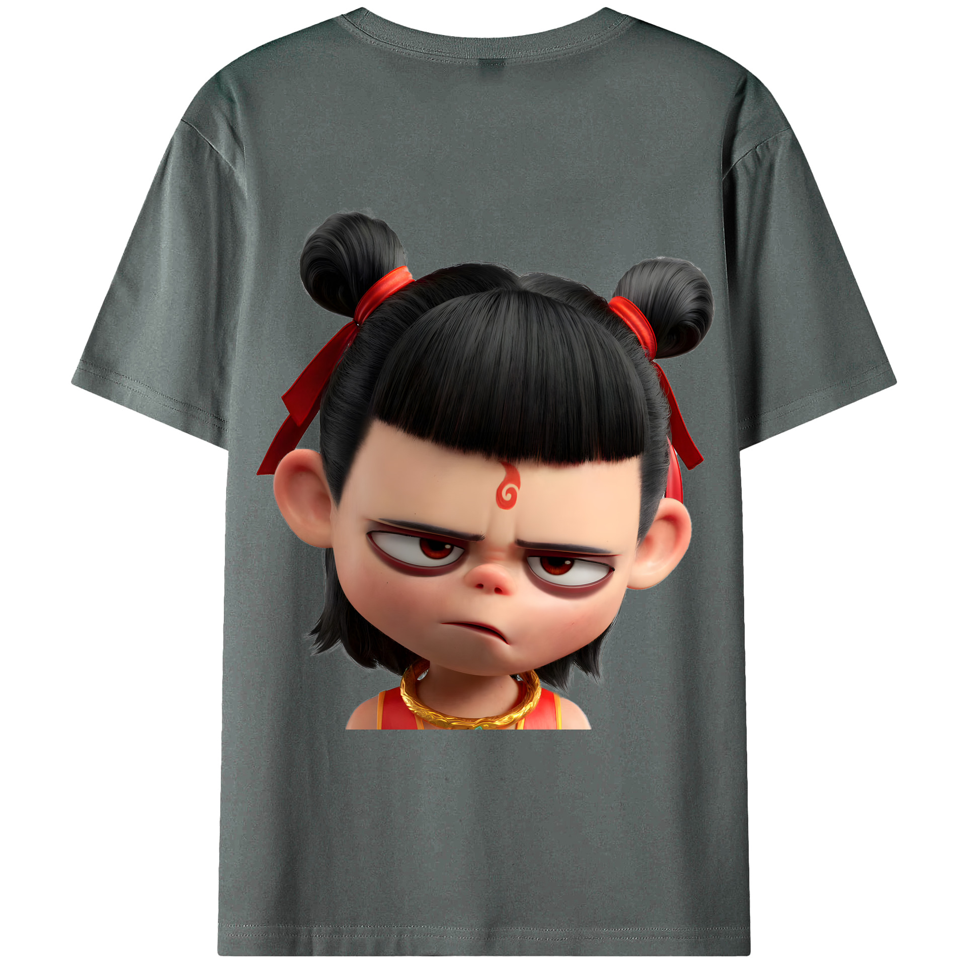 （画像用） Ne Zha 2 ナタ 魔童の大暴れ 綿100％ メンズ半袖Tシャツ（バックプリント） 通気性